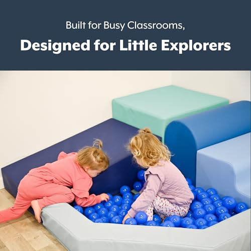 Children's Factory Mikayla's Mini Mountain Ball Pit with Toddler Slide, Foam Climbing Blocks for Toddlers and Indoor Jungle Gym, Soft Play Set, Includes 130 Ball Pit Balls, Tranquility by Children's Factory - Used condition - Image 7
