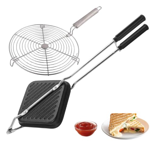 Grill Toaster with Roti/Papad Roaster | Non-Stick Sandwich Maker for Gas Stove | Easy Toasting & Roasting | Home Kitchen Cooking Tools Combo-image-20