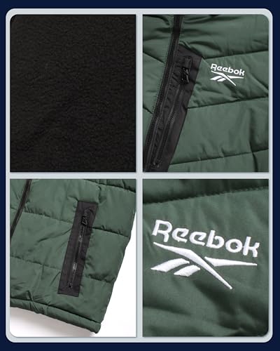 Image of Reebok Mens Winter Jacket - Thick Heavyweight Ski Winter Coat - Warm Insulated Quilted Hooded Puffer Coat for Men