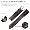 BISONSTRAP Retro Leather Watch Straps for Men, Oil Waxed Calfskin Replacement Band, Quick Release, 20mm, Coffee Brown (Silver Buckle) #3
