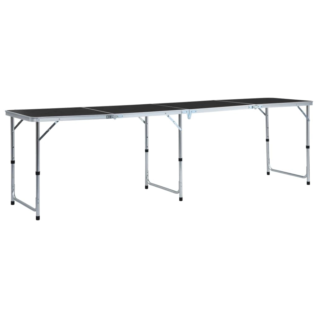 Klappbarer Campingtisch Grau Aluminium 120x Höhenverstellbar Tragbar Outdoor Garten Picknick Campingausrüstung