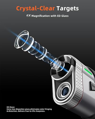 Golf Rangefinder with Slope,800 Yards Laser Range Finder Golfing,Aluminum Alloy Body,Flag Pole Locking Vibration,Slope Compensation,6X Magnification Rangefinder with Magnet - Image 6