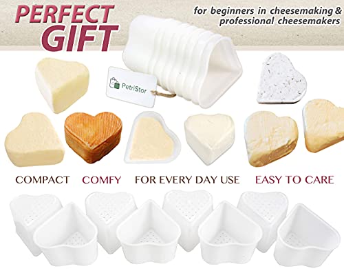 PetriStor 8 pcs Small Cheese Mold Heart 1/3QT - Feta Soft Cheese Mold for Cheese Making - Homemade Cheese Making Supplies - Cream Cheese Form Mold - Molde Para Queso Fresco Casero by PetriStor - Image 9
