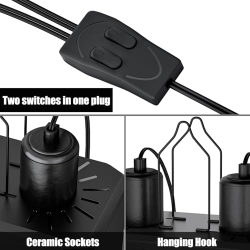 Lurmmue NJ-34 Dual Reptile Light Fixture, 8.1'' Reptile Lamp Fixture thumb #3