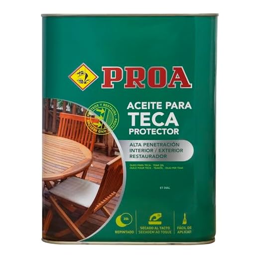 Aceite para Teca. PROA. Protección y nutrición para la madera. Renueva tus muebles de jardín. Transparente. 4 L.