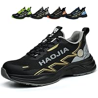 UOQC Zapatos de Seguridad Hombre Ligeros Zapatos de Trabajo Mujer Antideslizante Zapatillas de Seguridad con Punta de Acero Amortiguación Respirable Calzado de Seguridad Moda Negro 43 EU