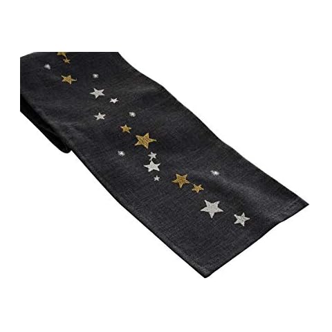 khevga Table Runner Table Cloth Christmas Modern in Grey with Embroidery Gold Silver (Table Runner Grey) Cover