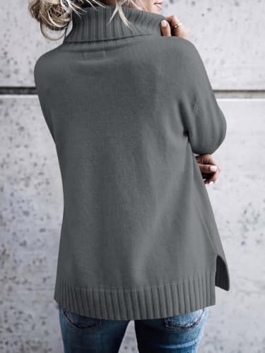 Image of FISACE Womens Oversized Turtleneck Pullover Sweater Cable Knit Sweater Tops | Long Sleeve,Slouchy,Fall,Winter,Lightweight,Loose,Trendy,Casual,Sexy