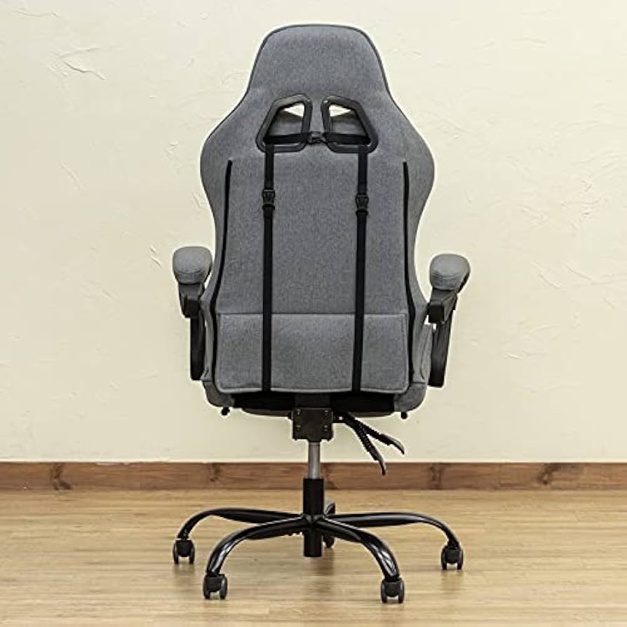 Amazon｜ファブリック ゲーミングチェアーフットレスト付 グレー HAY