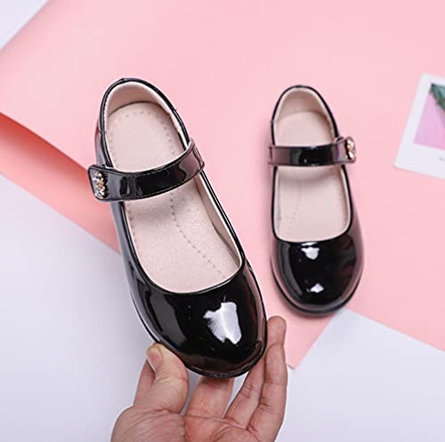 Girl’s Leatherette Mary Jane Strap Dress Shoes Black School Uniform Flats for Toddler/Little Kid3