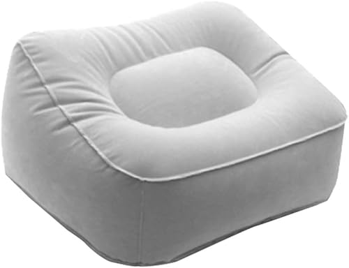 Almohada inflable para reposapiés, taburete de masaje de pies de PVC, cojín de relajación para viajes al aire libre, hogar, oficina, avión (gris)