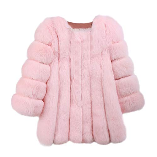 iYYVV Women Winter Warm Fashion Solid Jackets Short Stitching Button Faux Fur Coat - Thumbnail 3