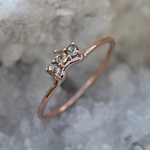 Genuine 0.17 Ct. Ice Diamond Wedding Chevron Design Ring Solid 14K Rose Gold Handmade Fine Jewelry #TOP1
