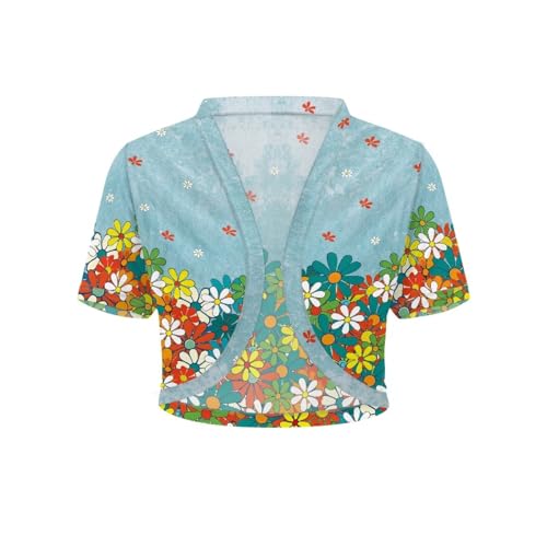 Image of Womens Short Sleeve Bolero Shrug Open Front Knit Cropped Cardigan Shoulder Cover for Dress Cute Casual Knit Cover Up