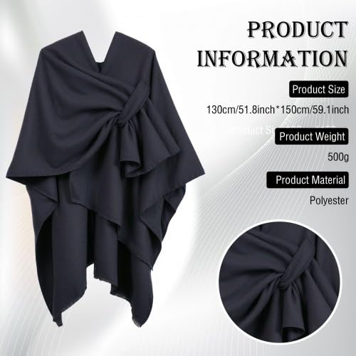 Poncho Mujer, Capa Mujer Invierno Elegante, Bufanda de Cardigan Talla Única, Poncho Estola, Dama de Capa Reversible, 130x150cm