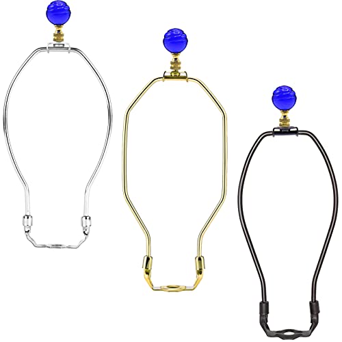 ECUDIS 2 Pack Blue Glass Ball Lamp Finial in Solid Brass Finish, 2" Tall