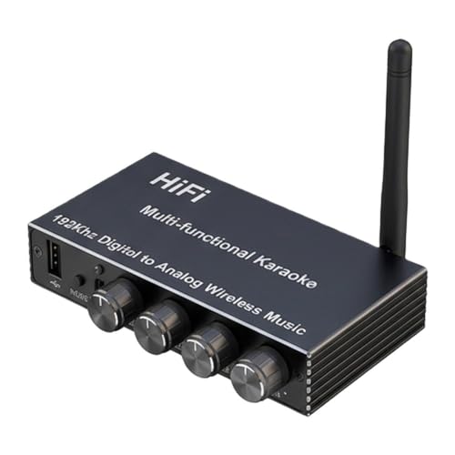 JoyousMall Receptor de audio 5.4 con entrada coaxial óptica, reproducción USB, control remoto, convertidor para sistema de karaoke estéreo doméstico, gris