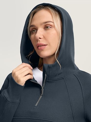 SANTINY-Womens-Fleece-Cropped-Hoodies-Half-Zip-Lined-Pullover-Sweatshirt-Athletic-Workout-Hoodie-with-Pockets-Thumb-Hole