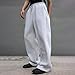 Baggy Sweatpants Men Wide Leg Sweats Pants Loose Cotton Open Bottom Joggers with Pockets Y2k Tall Trousers Streetwear Light Grey