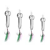 UAIAGM Gag Fishing Lures Set Metal Luminous Sequin Spoons Funny Top Water Bass Fishing Lures Fishermen Gear Spinner Baits Freshwater Saltwater Equipment Fishing Hook for Fishing Lover Men(Silvery)