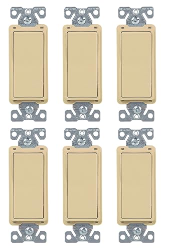 (case of 6) EATON 7504V-BOX 7500 Decorative Standard Rocker Switch, 120/277 Vac, 15 A, 4 Position, 4-way, Ivory