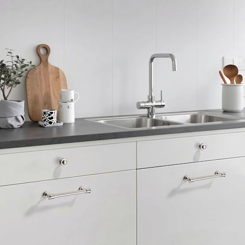 TUNNY 5 Pack Cabinet Handles-8"/203mm Screw Spacing Brushed Nickel Cabinet Pulls Drawer Pulls Cabinet Hardware Kitchen Cabinet Handles for Bathroom Dresser Pulls TU10187 by TUNNY - Used condition - Image 5