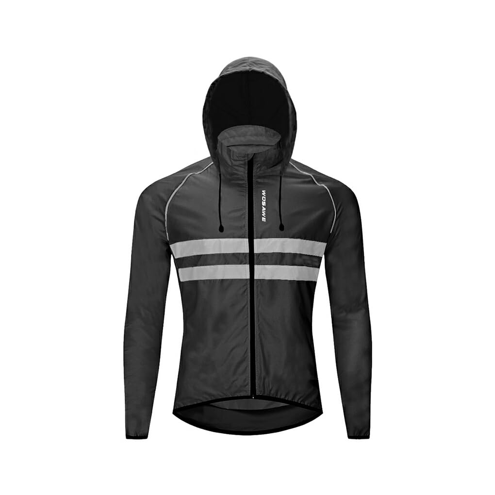 Chaqueta de ciclismo Abrigo de ciclismo con capucha Cortavientos Reflectante a prueba de viento Impermeable Moto Manga larga Hombres Montar