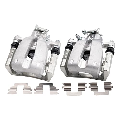 Image of TRQ Rear Driver and Passenger Side Brake Caliper Set Hardware Compatible with 12-17 Fiat 500 Pop Lounge c Pop c Lounge 16 Fiat 500 Easy Easy 19 1957 Retro Edition