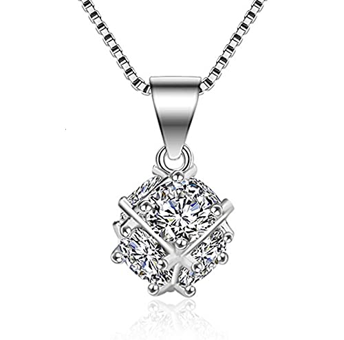 Pendentif cube argent sterling collier anti-ternissement boîte incluse