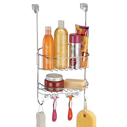 image for mDesign Modern Metal Wire Over The Bathroom Shower Door Caddy, Hanging