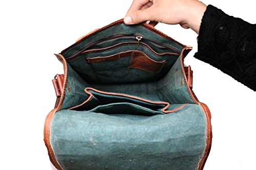 15" Leather Messenger Bag Laptop Case Office Briefcase Gift For Men Computer Distressed Shoulder Bag #TOP4