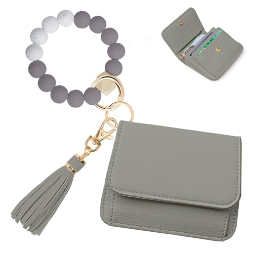 Image of Keychain Wallet for Women,RFID Wristlet Wallet with Beaded Strap