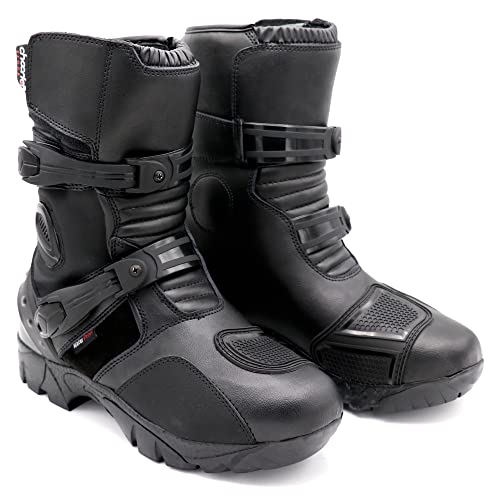 ChoCho Track Motorcycle boots for Men Leather Boots with Protections Rubber Sole Slip Resistant and Reflective Motorcycle Riding Boots (us_footwear_size_system, adult, men, numeric, narrow, numeric_8)