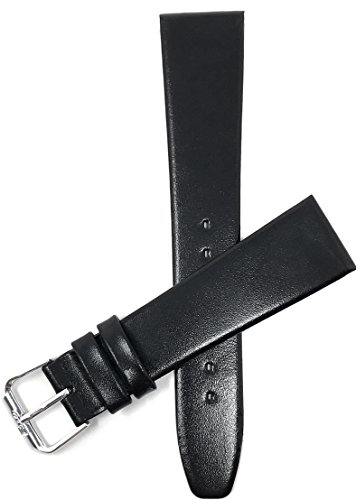 Bandini Extra Long (XL) 20mm Italian Leather Watch Band Strap - Black - Classic - Slim