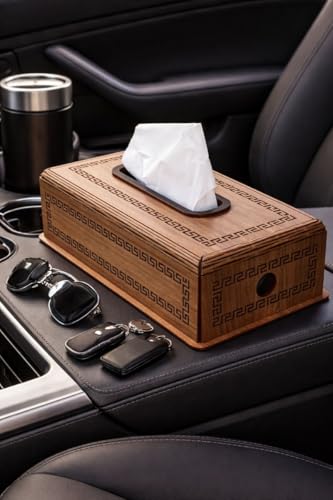Image of Radio Wooden Tissue Box - Retro Tissue Holder for Home, Office & Car | Creative Wooden Napkin Dispenser | Decorative Tissue Case for Living Room & Bedroom (Brown Car Tissue Holder)