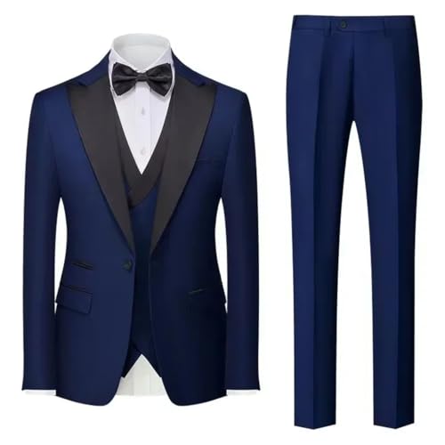Men Classic Three Piece Suit Blazer Vest Pants Set for Wedding Formal Party Business Casual Suit4