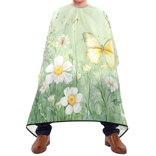 Capa profesional para corte de cabello Wildflowers and Butterflies, impermeable, con cierre de broche ajustable, para peluquería y barbería