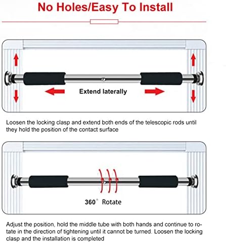 Pull Up Bar Chin Up Bar Doorway - Perfect for Home Training, Fitness and Gym Equipment, Improves your Power - With Screws - Made from Steel