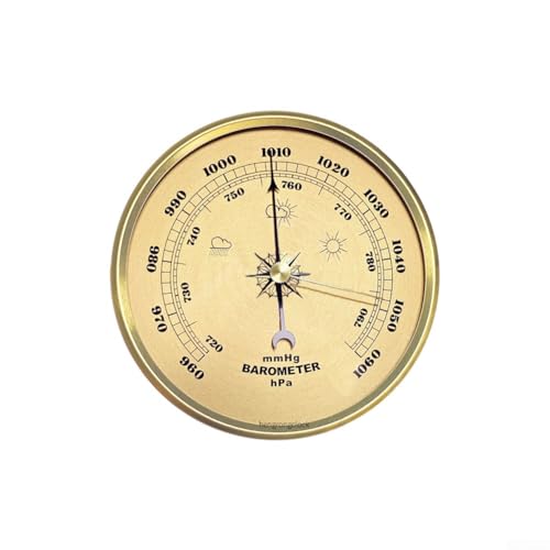 Baromètre avec cadre en métal pour usage domestique, suivi des changements de pression atmosphérique et affichage de l'heure, pas de pile nécessaire (90 mm)