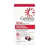 Genexa Kids’ Clean Pain & Fever Acetaminophen Chewables, Dye Free, 0% Artificial Additives, Delicious Grape...