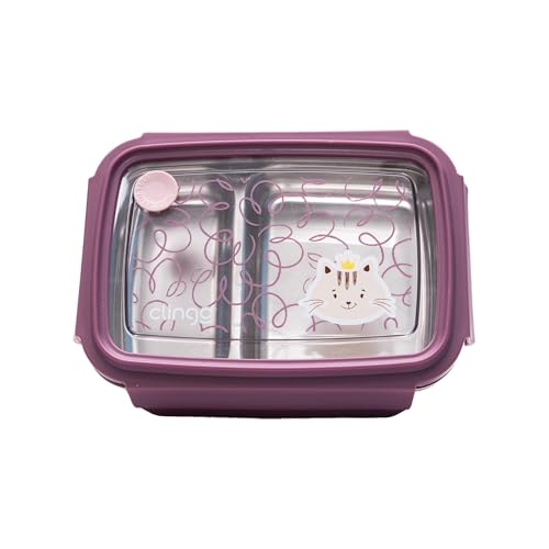 Clingo Bento Box Inox com 2 Divisórias, Tampa Hermética, Livre de BPA, Rosa