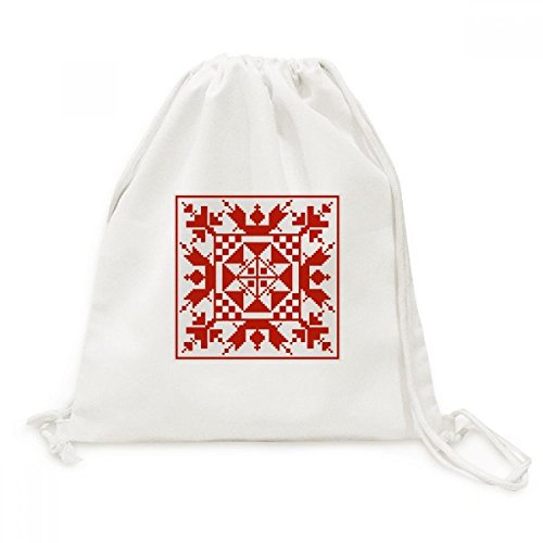 Sac à dos cordon robuste en toile rouge style mosaïque russe idéal pour ranger vos affaires