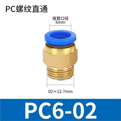 Conector rápido neumático PC8-02 azul con rosca de latón M5 3