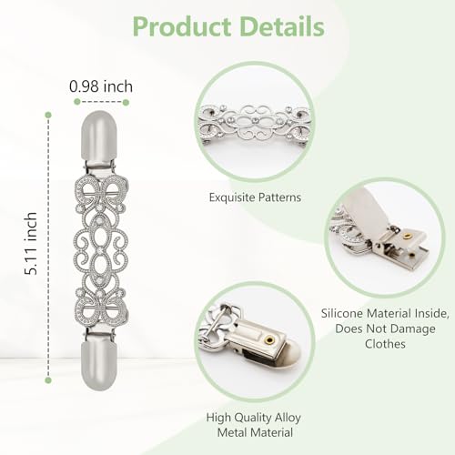 2 Pcs Sweater Clips Waist Cinch Clips Vintage Dress Clip Back Cinch Shawl Cardigan Collar Clip to Tighten Dress Pant Waist Tightener for Women(Classic)4