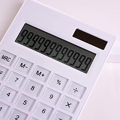 Calcolatrice da Tavolo con Display Grande a 12 cifre Pulsanti in Cristallo a Doppia Alimentazione e Batteria Sottile Contatore di Base per l'home Office