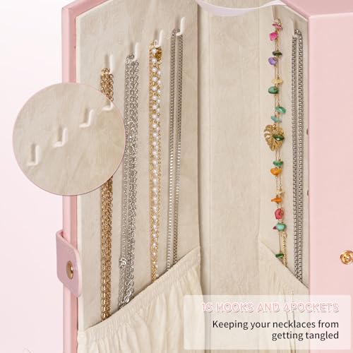 AKOZLIN Huge Jewelry Box Organizer Functional Extra Large Leather Jewelry Storage Case for Women Girls Ring Necklace Earring Bracelet Holder Organizer with Mirror