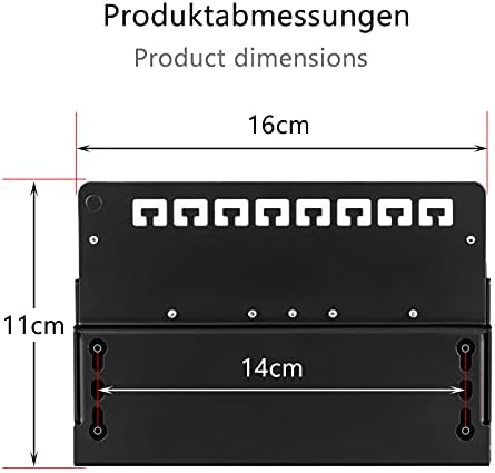 HB-DIGITAL 8-Port Cat 6a LSA Patch Panel, shielded, black distribution panel Cat.6a (500 MHz) Desktop (table) & wall mounting 8X RJ45 socket Professional, TIA568A or TIA568B grounding cable
