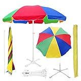 FunSiper® Garden Umbrella With Stand 7ft Outdoor Big Size Waterproof & Sun Protection Havey Duty Cloth Patio Garden Outdoor Umbrella with 4Leg Stand (Multicolor)