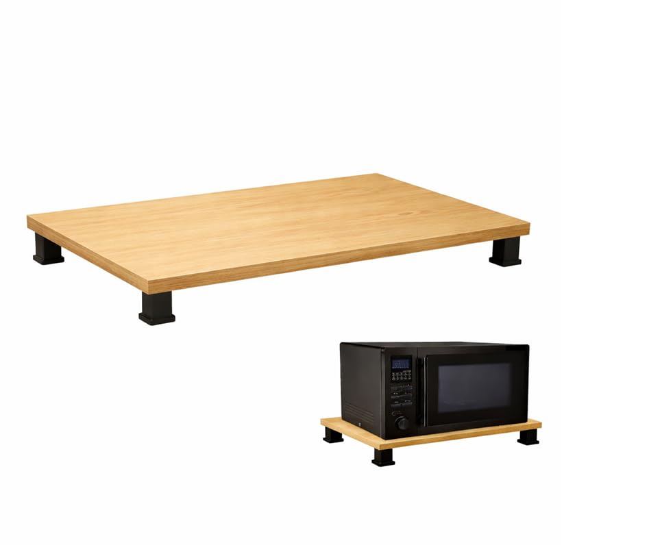 56568 Kitchen organizer Microwave Stand for Kitchen/Table top Induction Cooker Stand/countertop Microwave Oven Stand/MDF Wooden top Raised Platform for Oven - Light wooden color-image-37