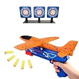 Lançador Avião Pistola Brinquedo Planador Infantil Tiro ao Alvo Divertido Atira Dardos